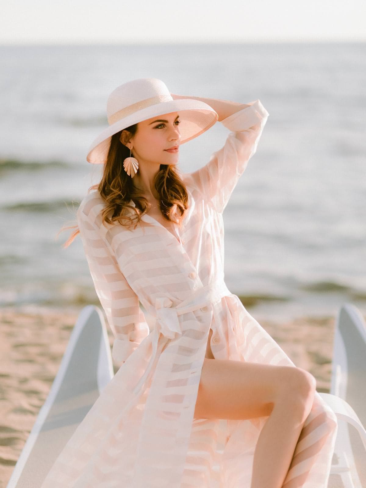 model posing on the beach
