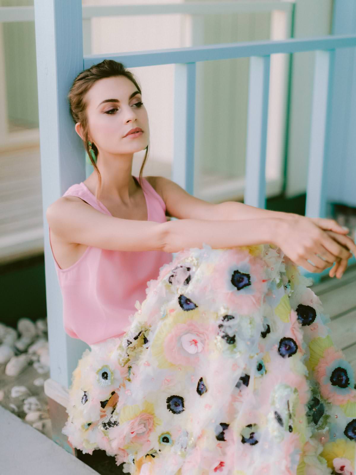 model posing on the beach