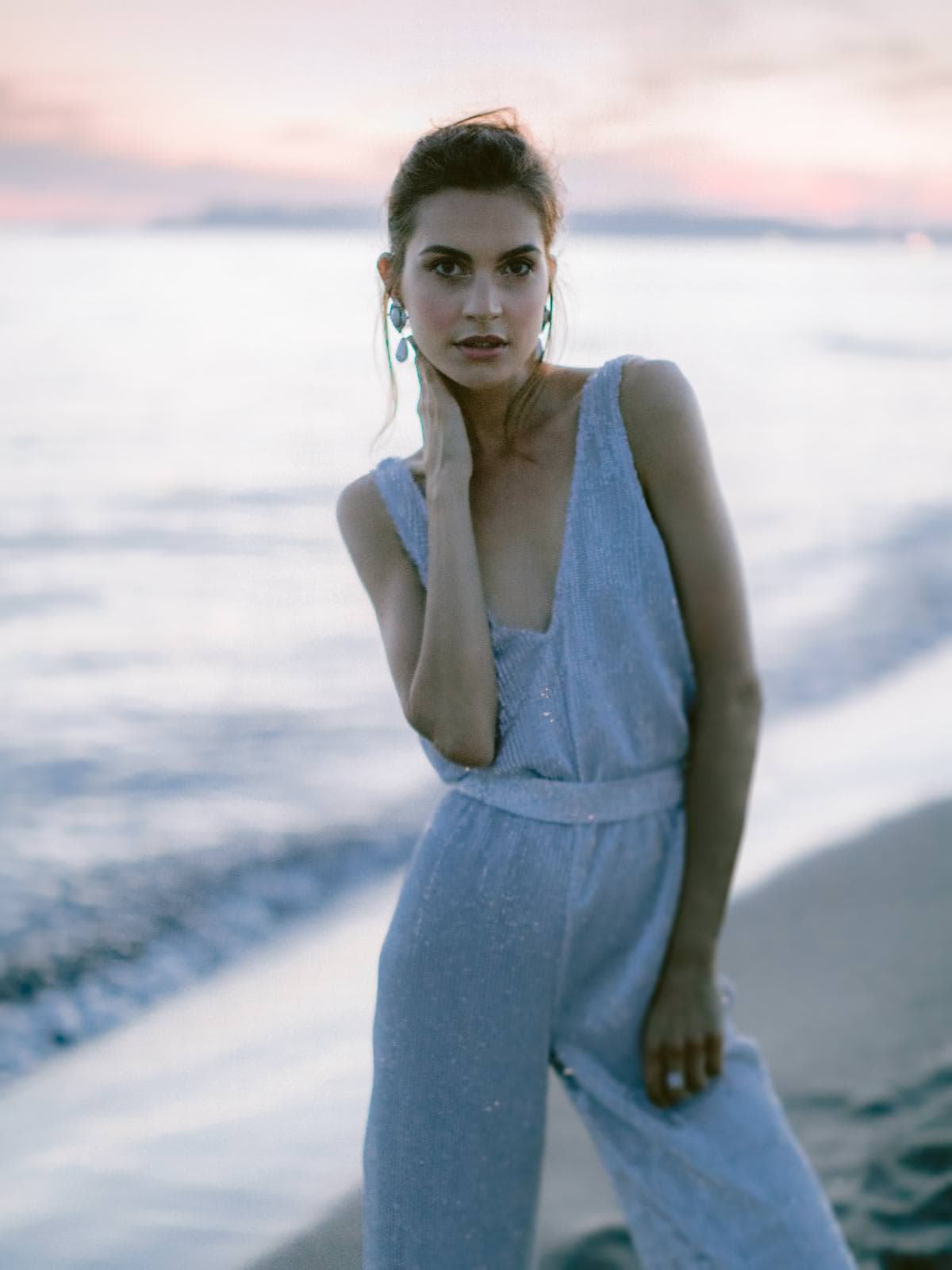 model posing on the beach