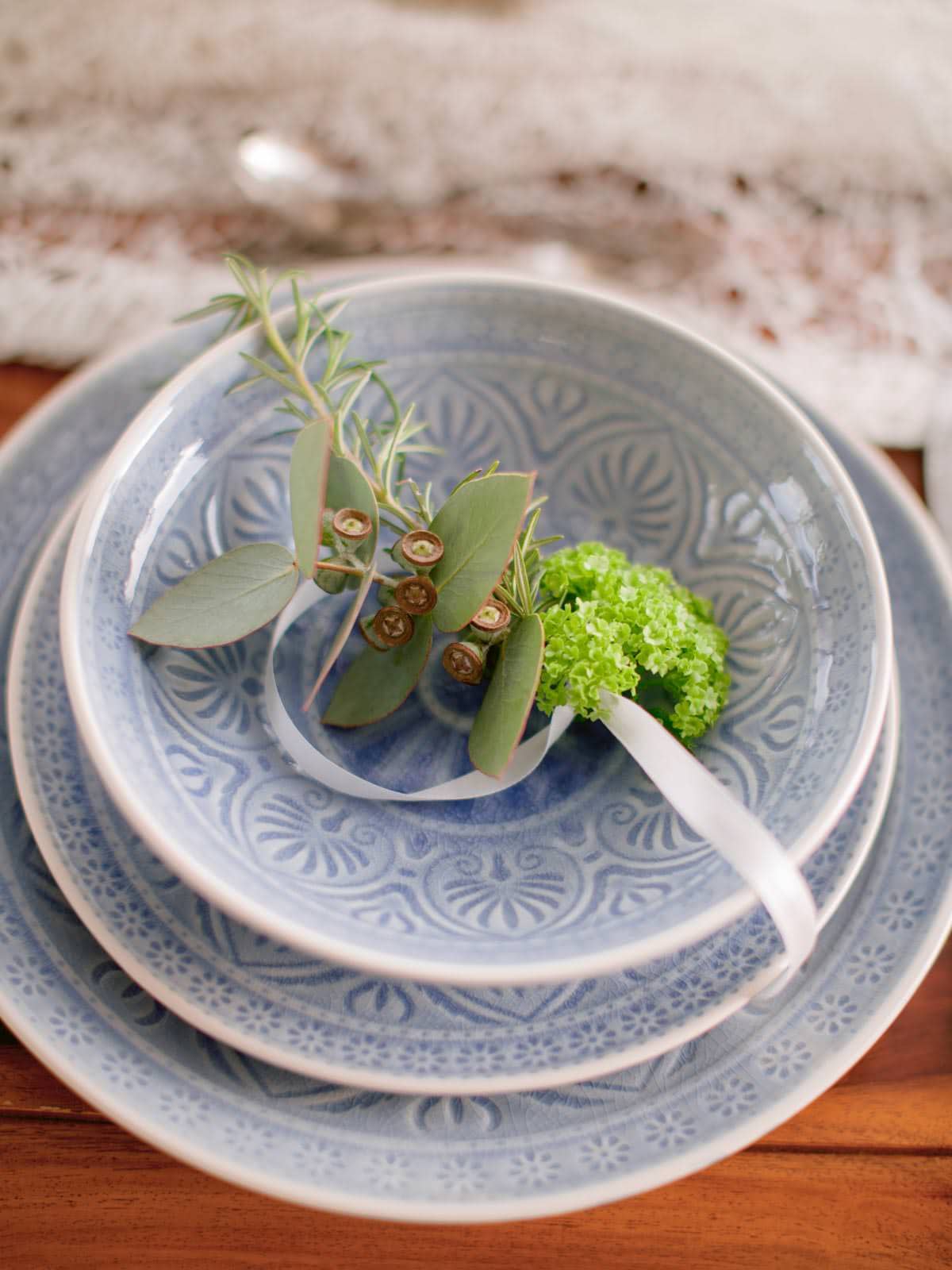 mis en place for this intimate wedding in Tuscany Italy