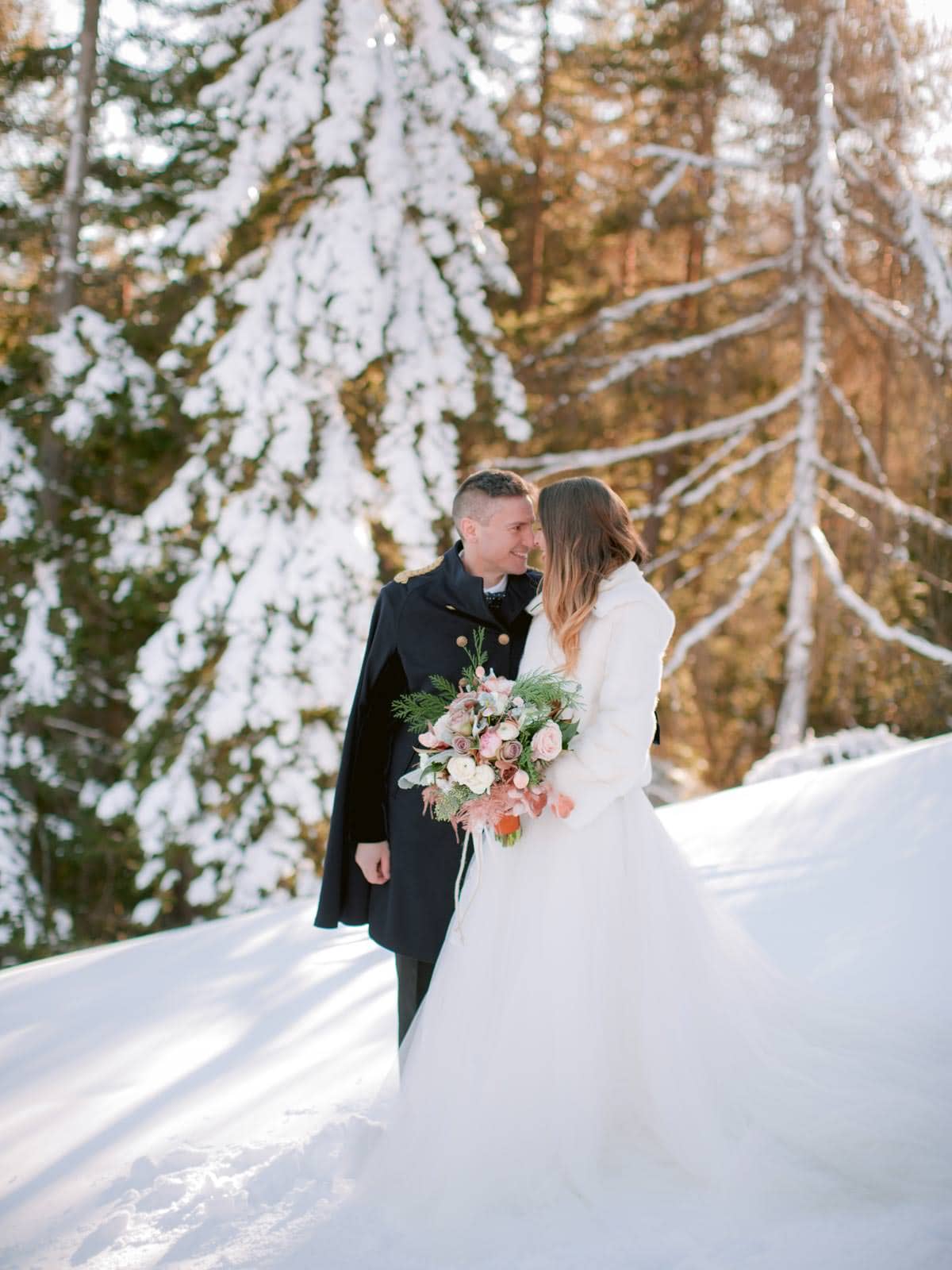 winter wedding on the snow in Italy
