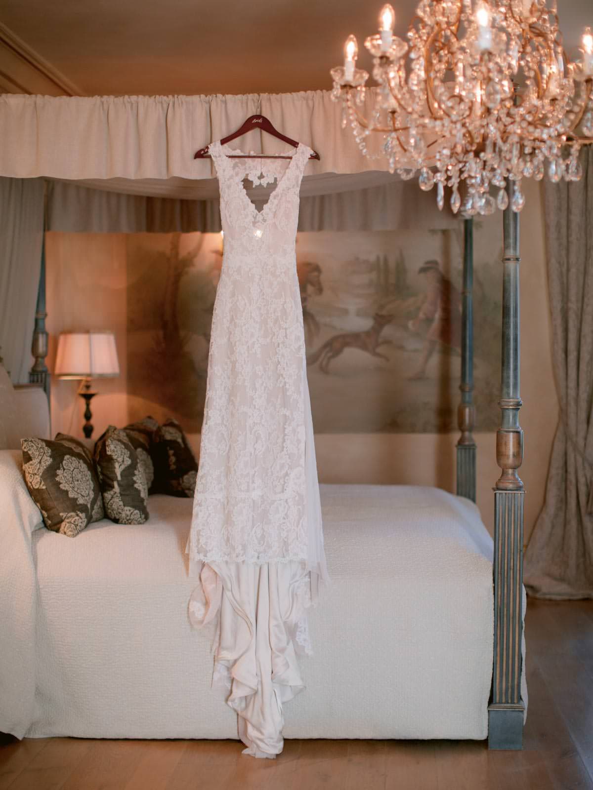 the bridal dress shot at the Borgo Sabto Pietro wedding venue in Tuscany