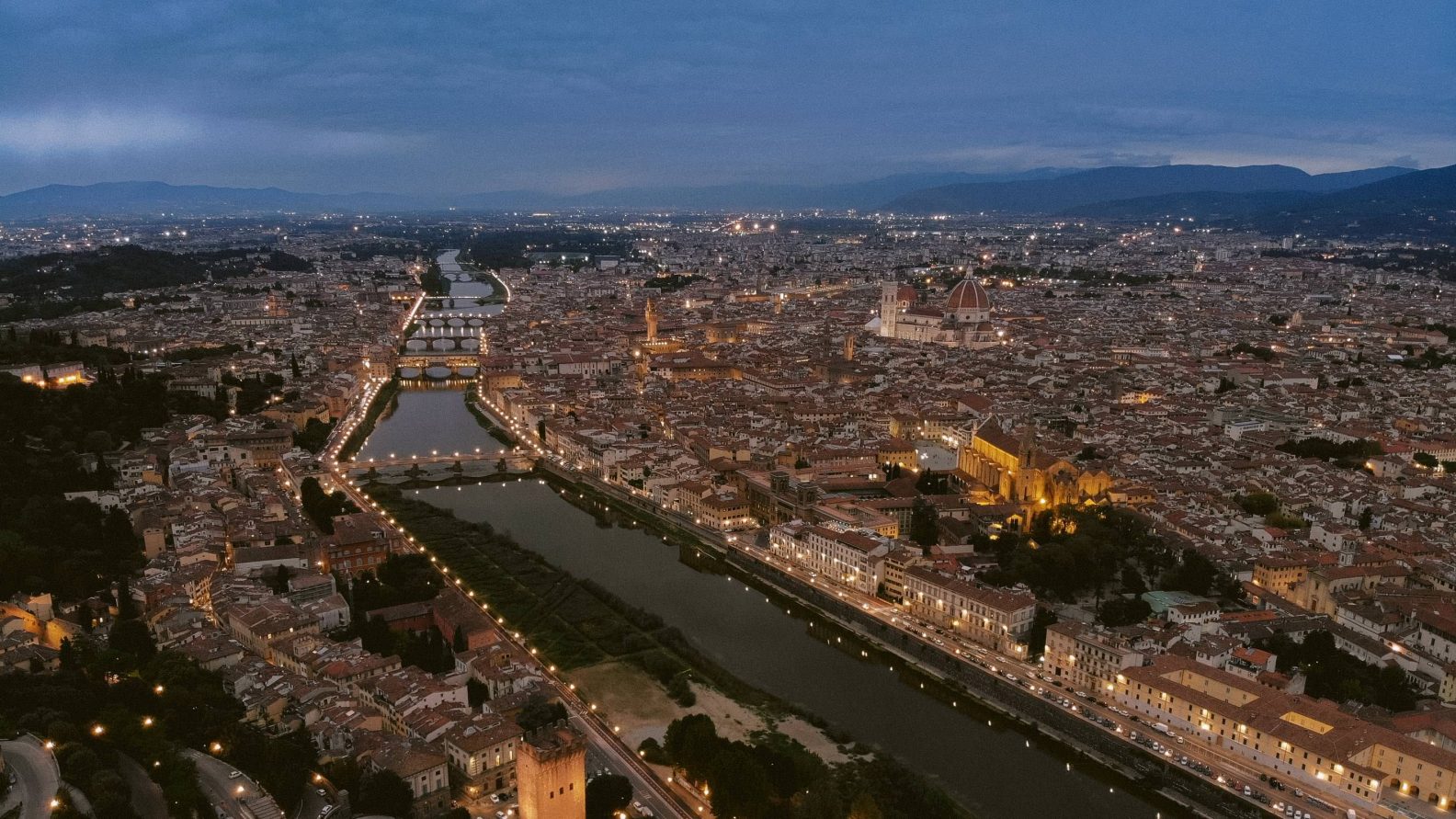 florence from the drone at night