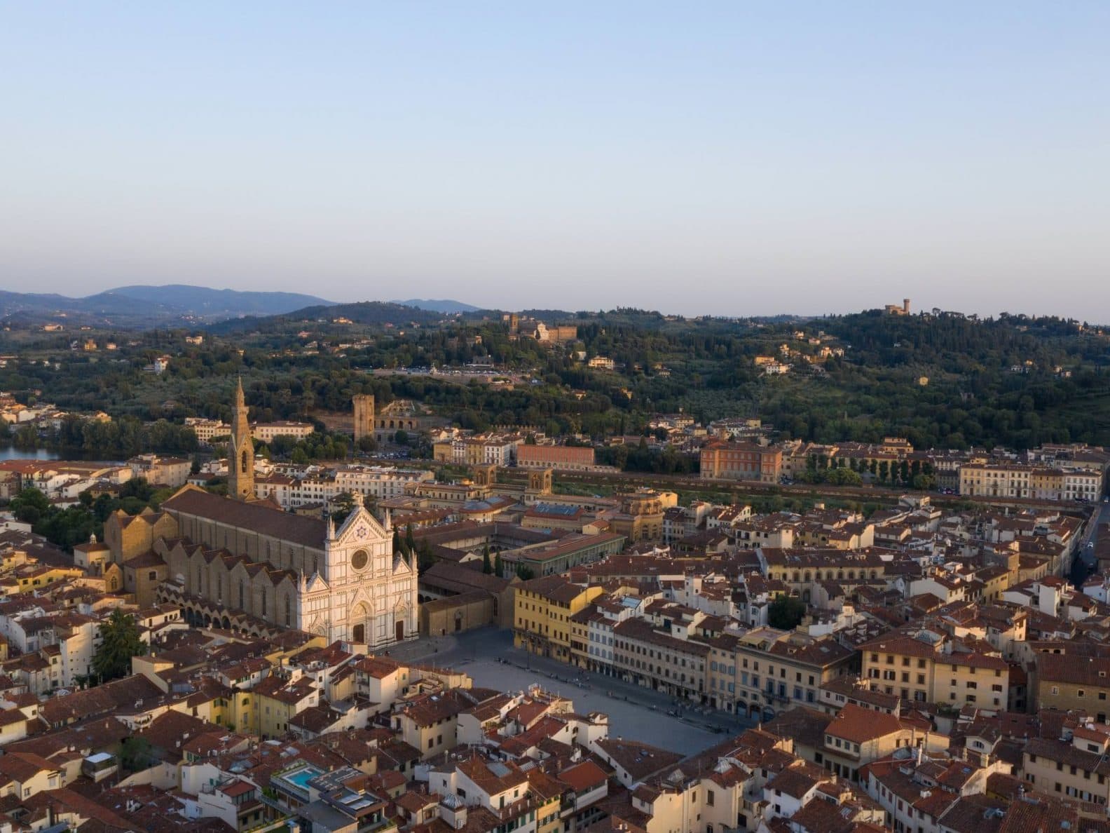 piazza santa croce from the drone
