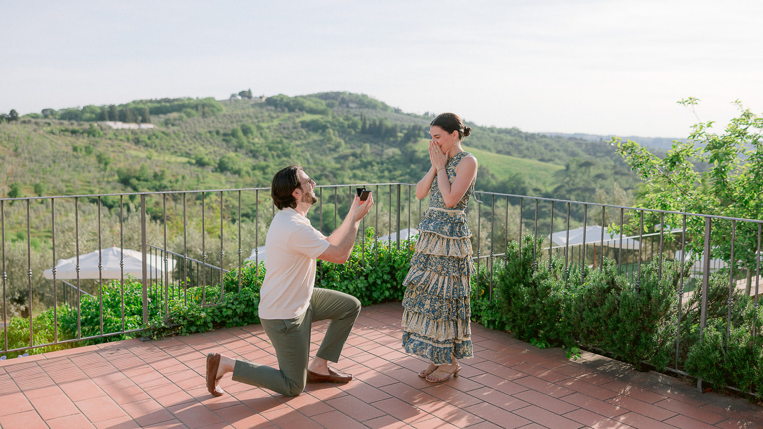 Surprise Wedding Proposal photo shoot in a private villa in Tuscany Italy
